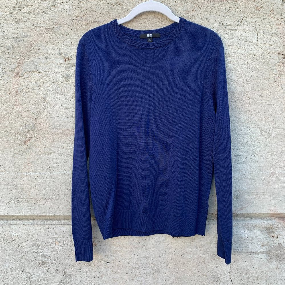 Uniqlo Wool Crew Neck Sweater - Blue - Size Medium